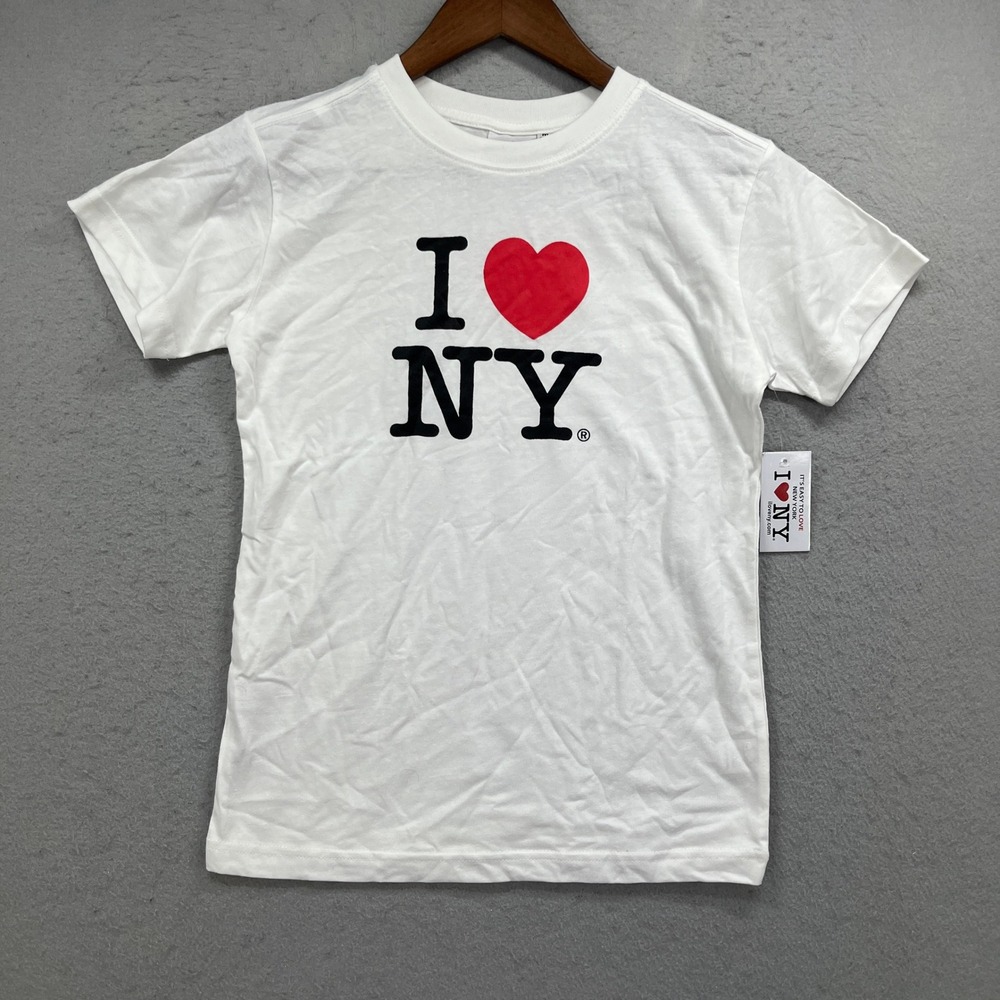 I Love NY T Shirt Kids M 10/12 White Short Sleeve Graphic Cotton Souvenir Tee